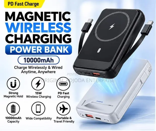 Magnetic Wireless Charging Power Bank – 15W Wireless Charging