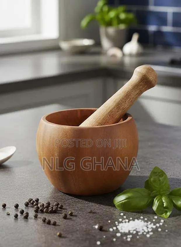 Wooden Mortar Pestle Garlic Masher Hand Grinder Crusher Ntr24015 · Photo 1