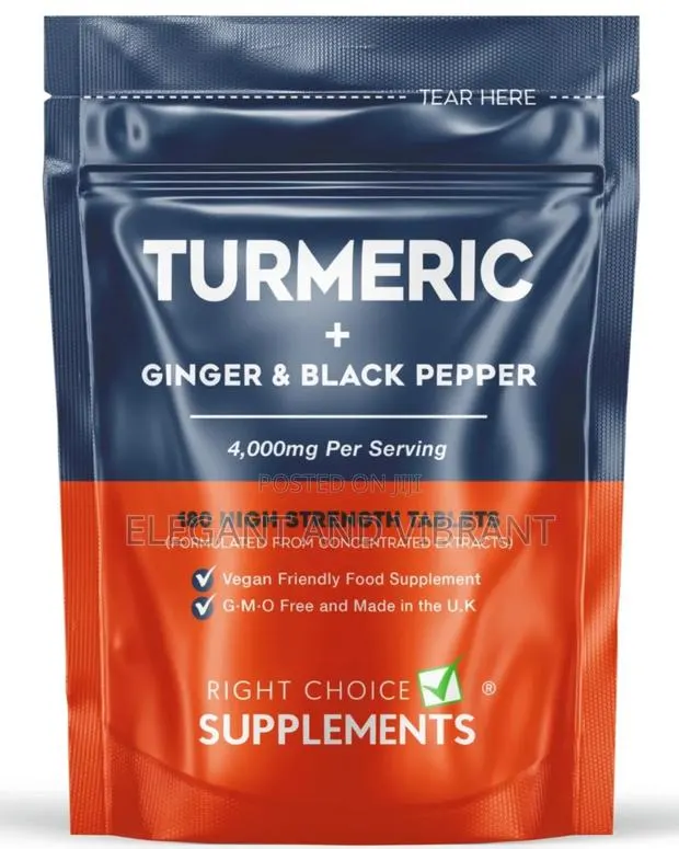 Turmeric, Ginger + Black Pepper 4000mg- 180 Curcumin Tablets · Photo 1