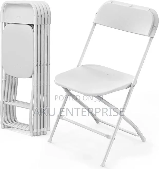 Foldable Chair Flat Back White Potable · Photo 1