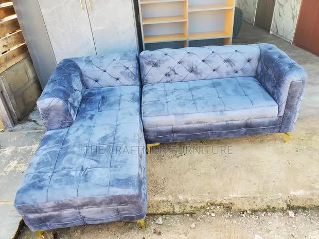 Velvet Grey Shape Sofa · Photo 1
