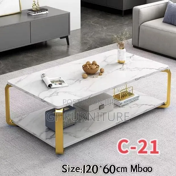 Marble Coffee Table With Gold Metal Frame · Photo 1