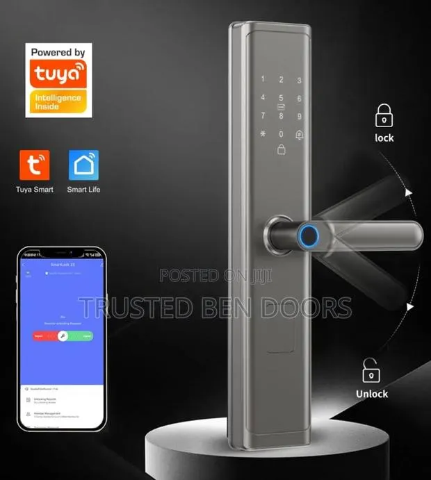 Tuya Wifi App Biometric Smart Door Lock for Wooden and Security Doors · Photo 1