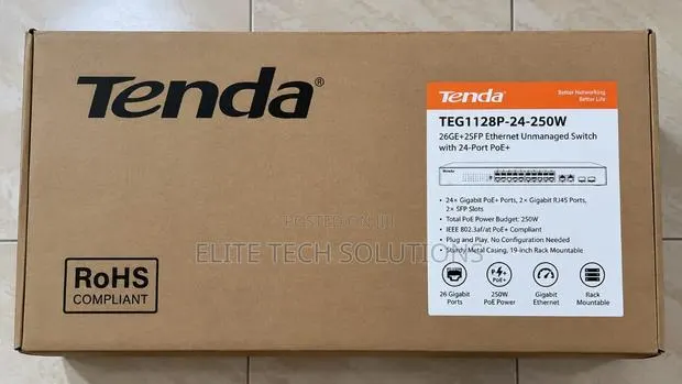 Tenda Teg1128p -24-250w 24port Gigabit Poe Switch · Photo 1