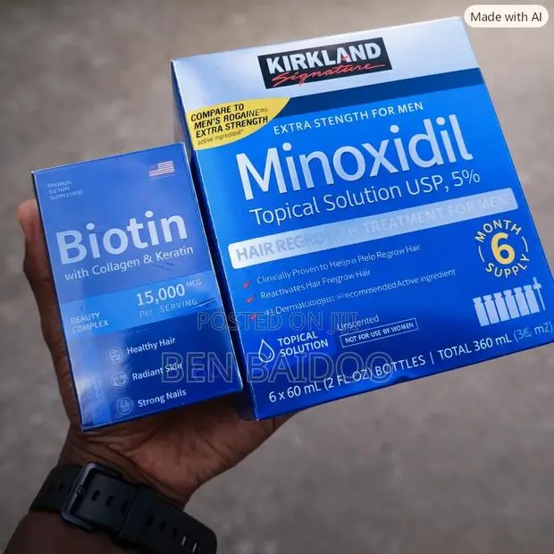 Kirkland Minoxidil Pack Biotin Beauty Suppl. (Hair Growth Solution) · Photo 1