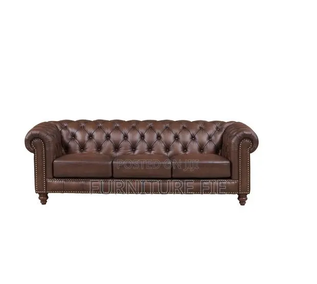 Alton Bay 91" Chesterfield Top Grain Leather Sofa Couch From Macys Usa · Photo 1