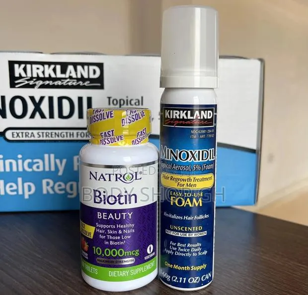 Natrol Biotin + Kirkland Minoxidil Foam Combo(Beard Hair) · Photo 1