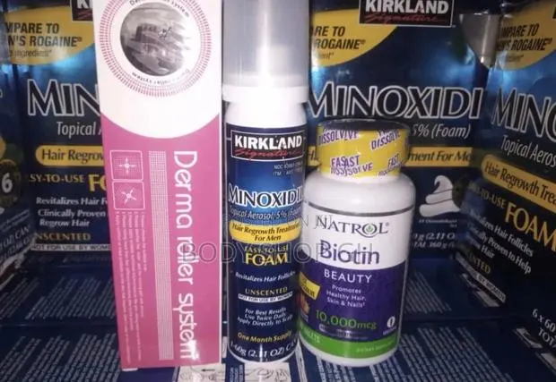 Derma Roller + Natrol Biotin +Kirkland Minoxidil Foam Combo · Photo 1