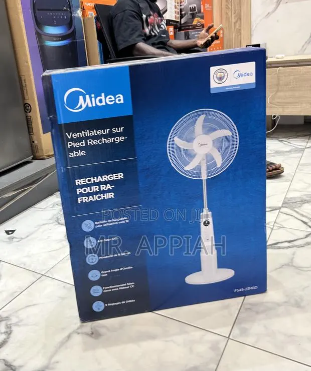 Shop Adorable Midea Electric Rechargeable Fan(White) · Photo 1