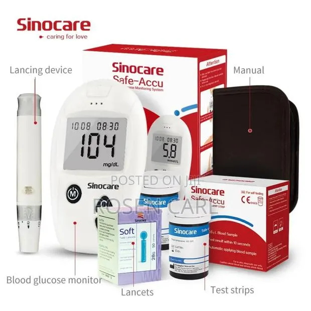 Sinocare Glucometer Sugar Glucose Meter Monitor With 50 Strips · Photo 1