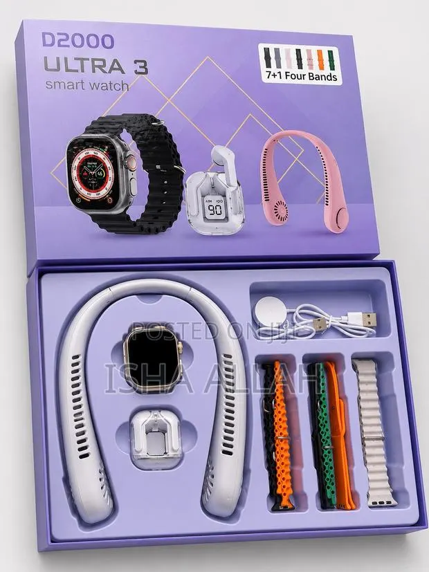 Ultra 3 Smartwatch Combo – 7+1 Bands, Earbuds Neck Fan Gift Set · Photo 1
