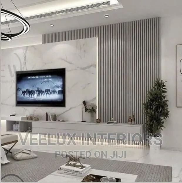 Gray-White Tv Unit Composition || Interior Design and Decor · Photo 1