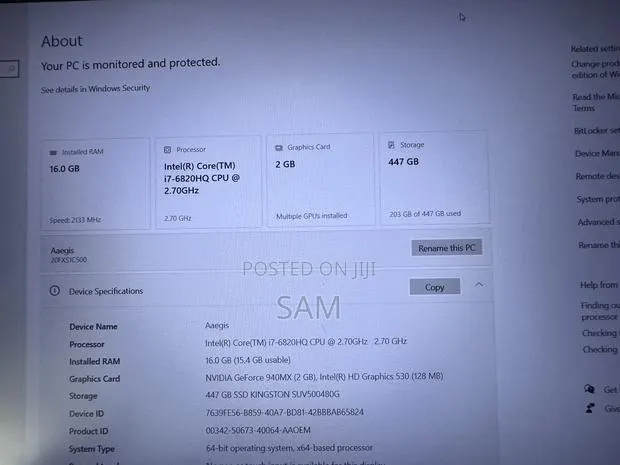 Laptop Lenovo ThinkPad T460p 16GB Intel Core i7 SSD 500GB · Photo 1