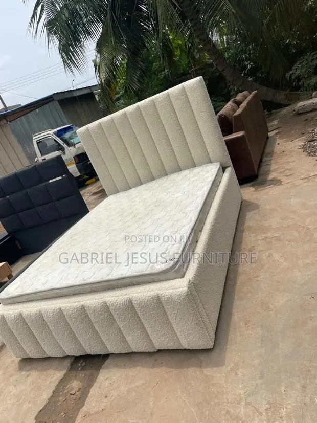 A New Made Off White Double Bed With Mattress and Ava · Photo 1