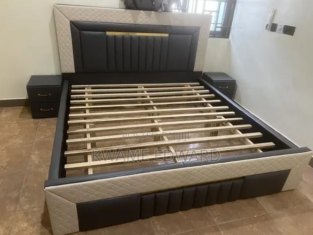Gray Color Queen Size Bed Frame With Two Beds Side Drawers Available · Photo 1