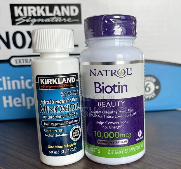 Kirkland Minoxidil Oil + Natrol Bioti (100 Tabs)- 10,000mcg · Photo 1