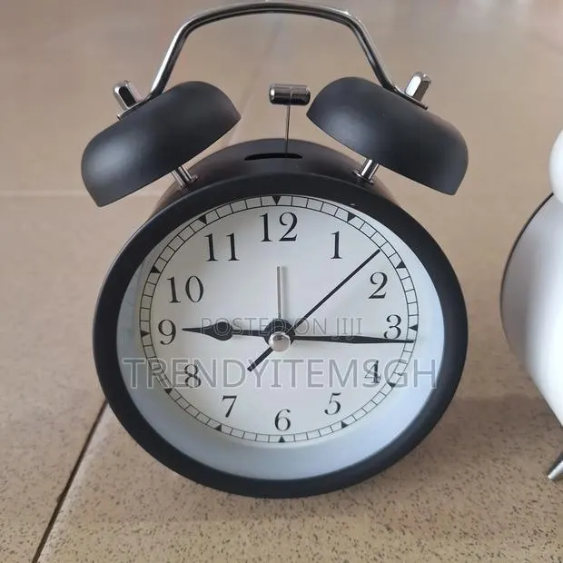 Classic Black Twin Bell Alarm Clock – Vintage Style Tabletop Clock · Photo 1