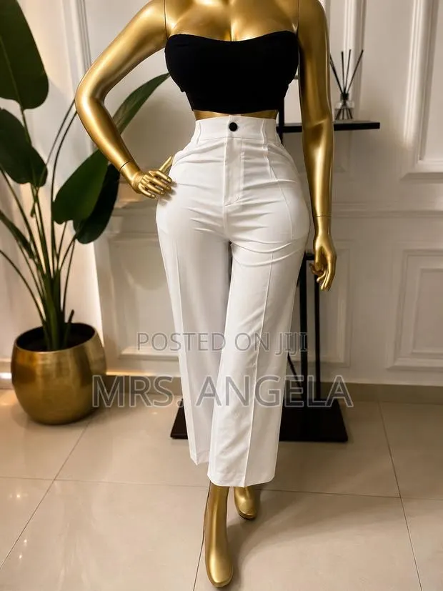 Elegant High-Waisted Elastic-Back Palazzo Trousers · Photo 1