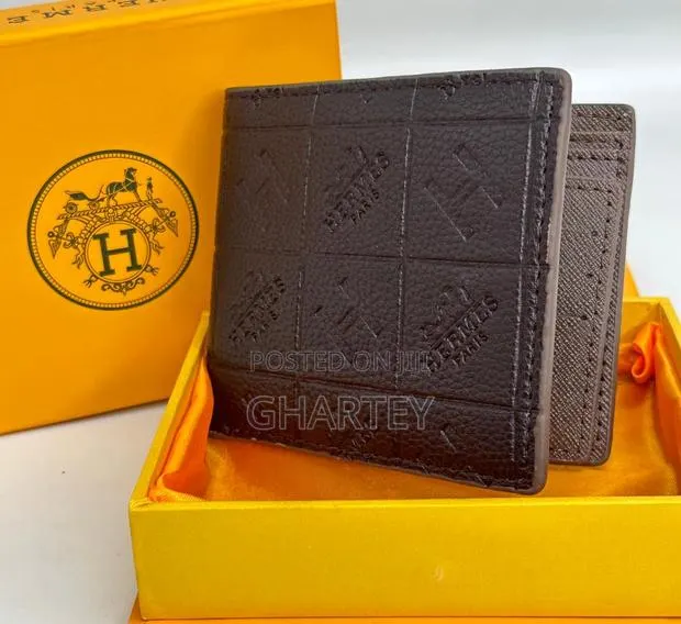 Hermes Genuine Quality Leather Men’S Wallet Brown Black · Photo 1