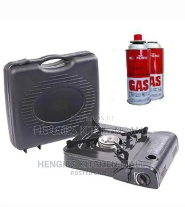 Portable Gas Stove + 2 Refilled Gas Can · Photo 1