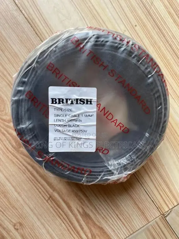 British Standard 1.5mm Single Core Electrical Cable –100 Yards (Black) · Photo 1