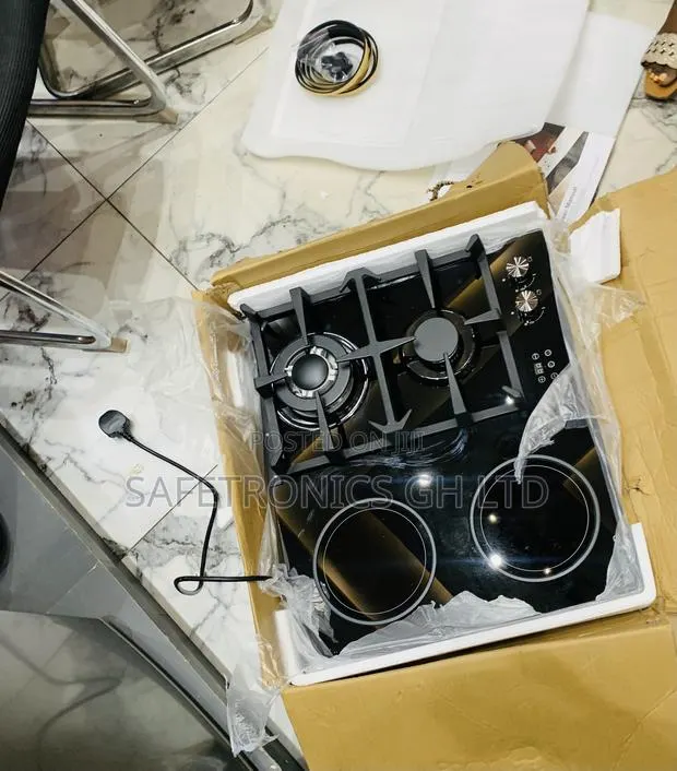 Shop Massive Kenwood Black Glass 2 Gas Burners 2 Electric Hot Plates · Photo 1