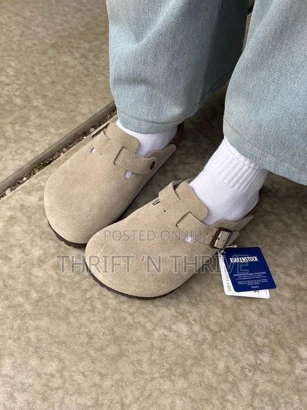 Birkenstock Boston Suede Clog in Taupe and Brown · Photo 1
