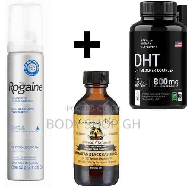 Baldness / Hairline Growth Pack - Rogaune + Castor Oil + DHT · Photo 1