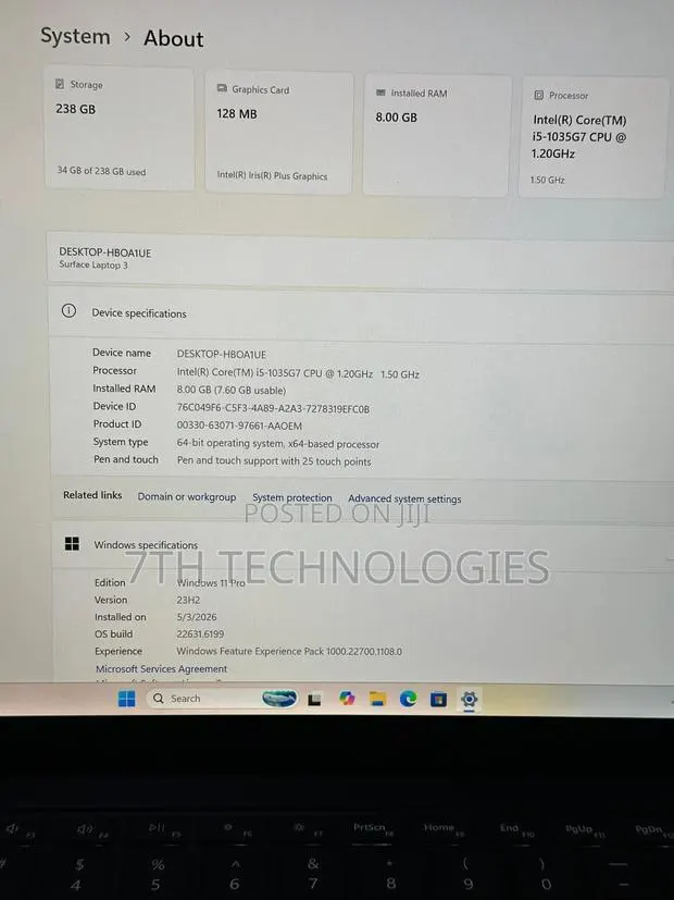 Laptop Microsoft Surface Laptop 3 8GB Intel Core i5 SSD 256GB · Photo 1