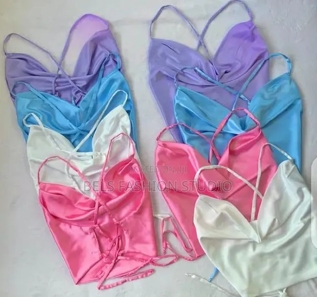 Luxury Silk Satin Backless Crop Tops - 3 Trendy Lace-Up Styles · Photo 1