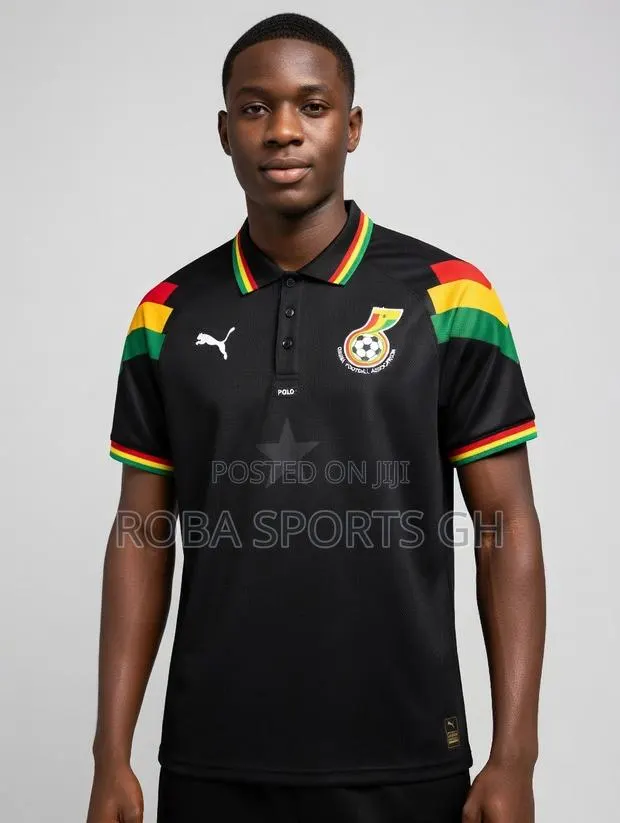 Ghana Retro-Inspired Black Polo Jersey · Photo 1