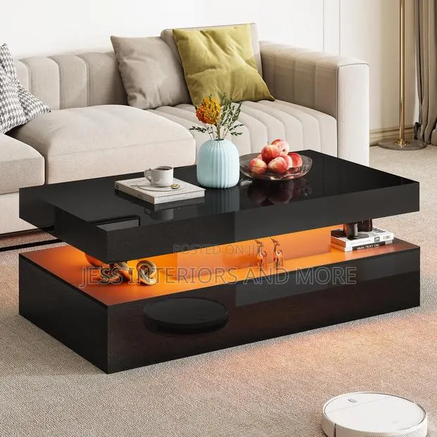 High Gloss LED Coffee Table With Storage · Photo 1