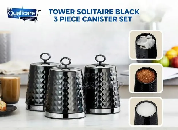 Tower Solitaire Black 3 Piece Canister Set · Photo 1
