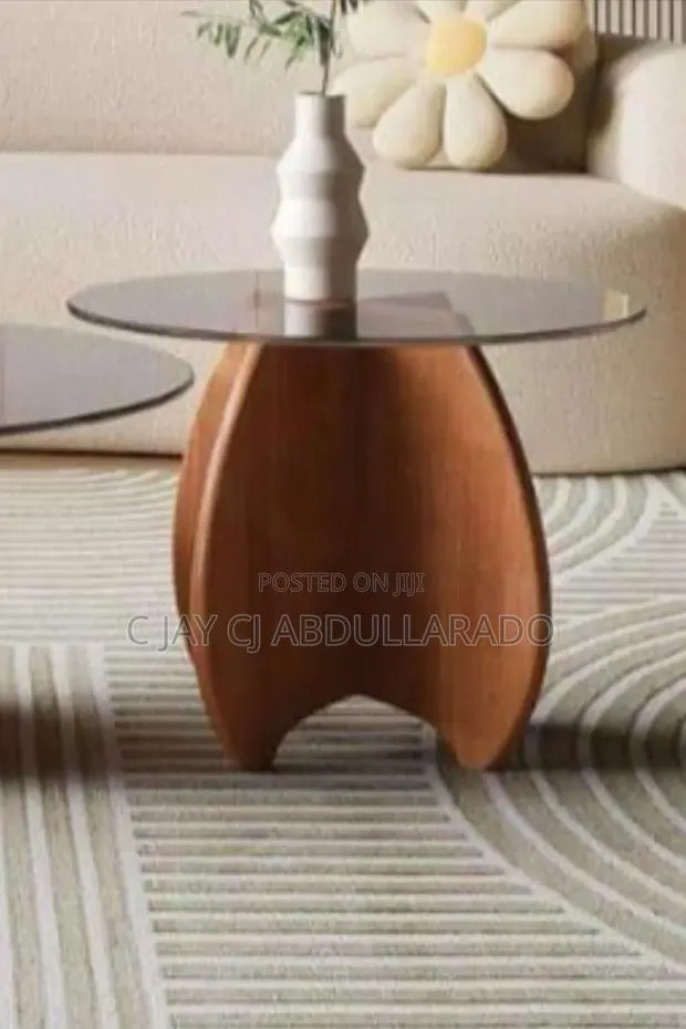 Glass 2 Pairs Table With Wood · Photo 1
