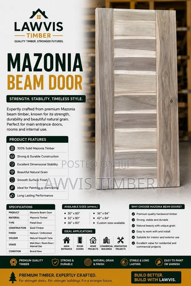 Mazonia Beam Wooden Door | Solid Timber | Elegant Design · Photo 1