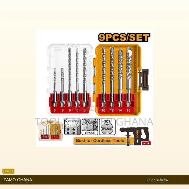 9 PCS SDS Plus Hammer Drill Bits - Akdl30906 · Photo 1