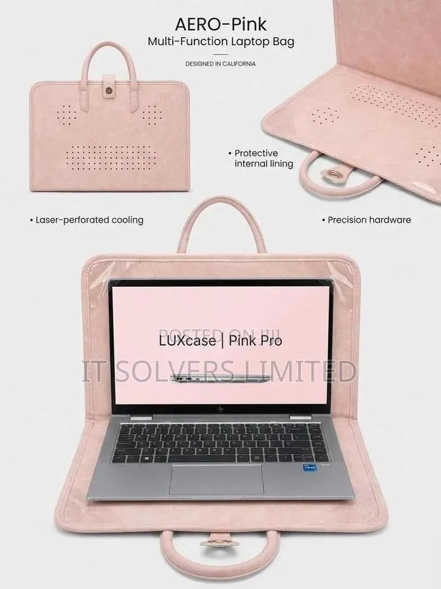 14-Inch Pink Perforated Laptop Handbag With Carry Handles · Photo 1