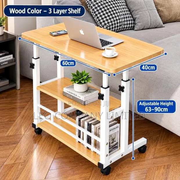 Adjustable Laptop Study Table With Shelves – Strong Portable · Photo 1