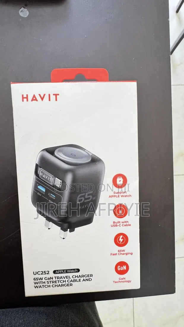 65w Havit Travel Charger With Retractable Cable and Watch Chatger · Photo 1