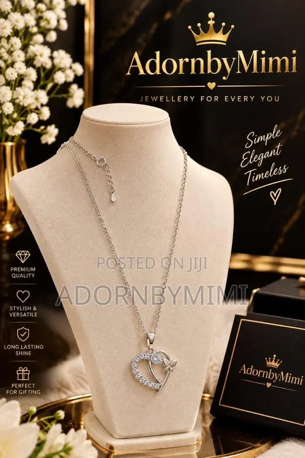 AdornbyMimi Silver Crystal Heart & Butterfly Necklace · Photo 1