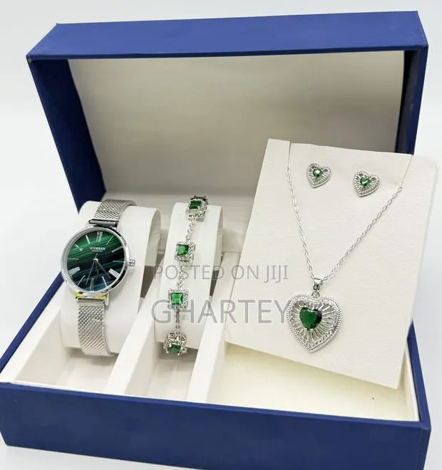 All Silver Unique Luxury Gift Set – Watch,Necklace,Earrings Bracelet · Photo 1