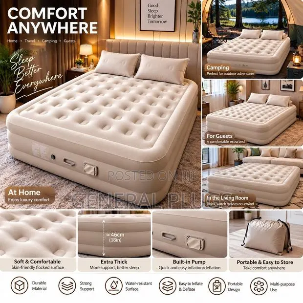 Comfortable Double Size Inflatable Air Mattress With an Inbuilt Pump · Photo 1
