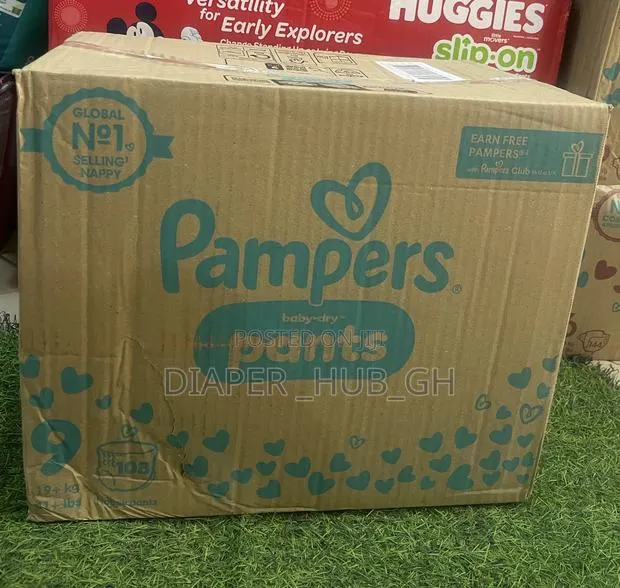Pampers Baby-Dry Nappy Pants Size 9, 108 Nappies, 19kg+, · Photo 1