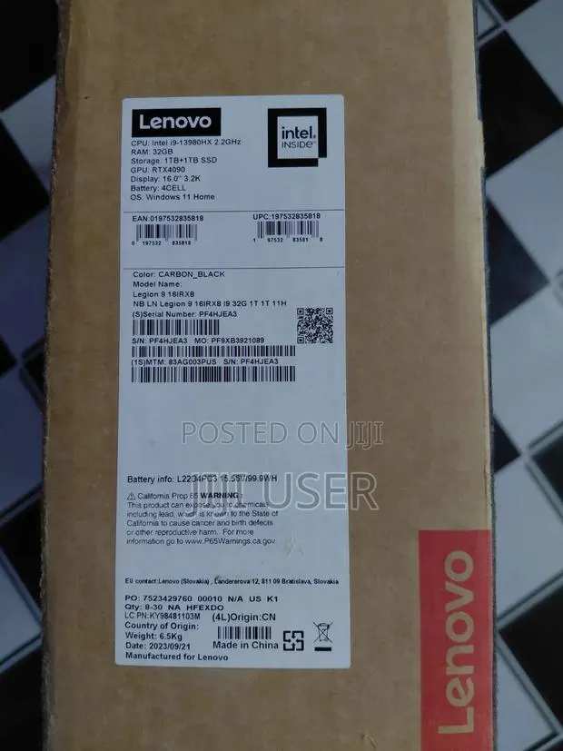 Laptop Lenovo Legion 9 32GB Intel Core i9 SSD 2T · Photo 1