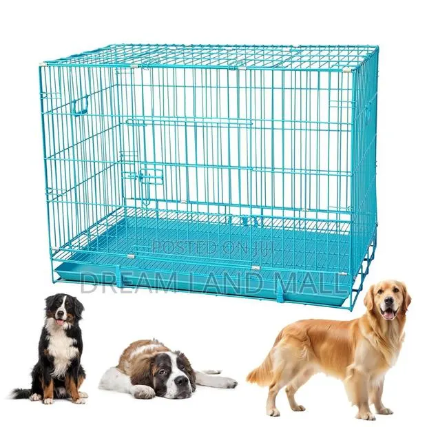Foldable Blue Metallic Dog Cage · Photo 1