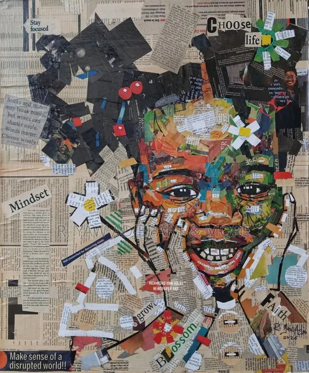 Handmade Newspaper Artwork on Canvas · Photo 1