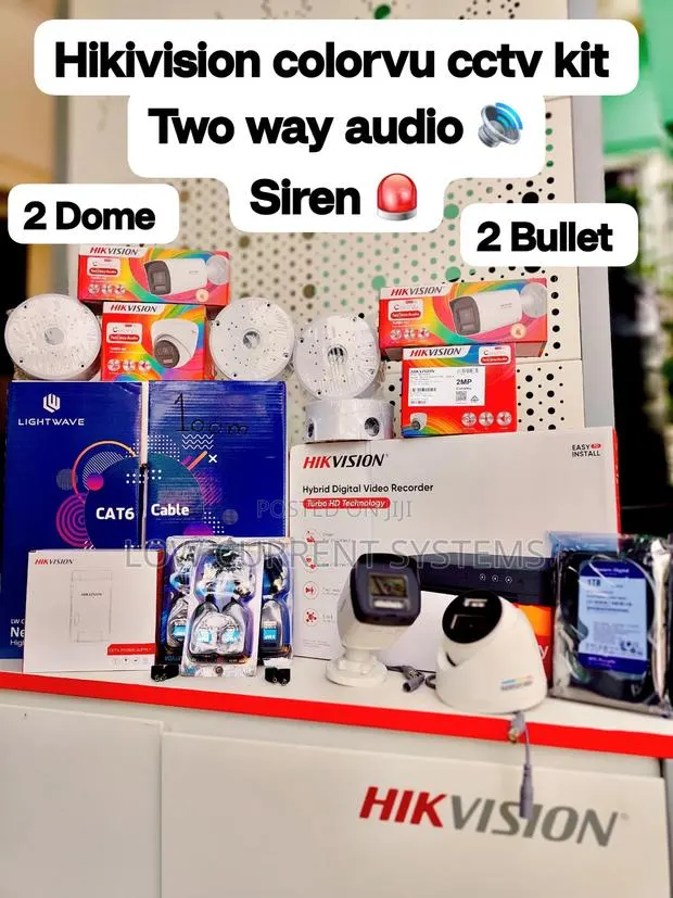Hikvision 2mp Colorvu 4 Channel Kit Siren CCTV Camera Two Way Audio · Photo 1
