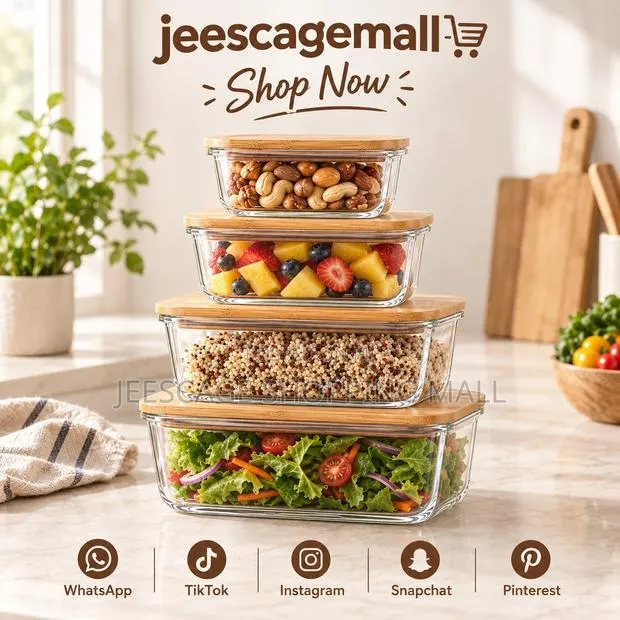 Stackable Glass Food Storage Containers With Bamboo Lids (Set of 4) · Photo 1