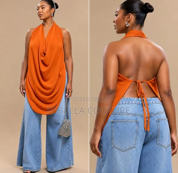 Stylish Orange Halter Neck Women's Top · Photo 1