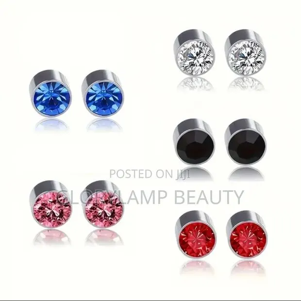 Magnetic Crystal Stud Earrings – Mixed Colors Stainless Steel Earrings · Photo 1